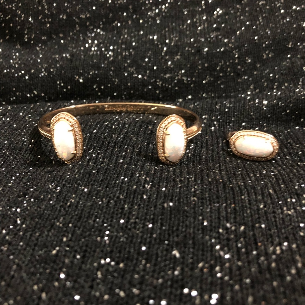 Kendra Scott cuff bracelet and ring set.